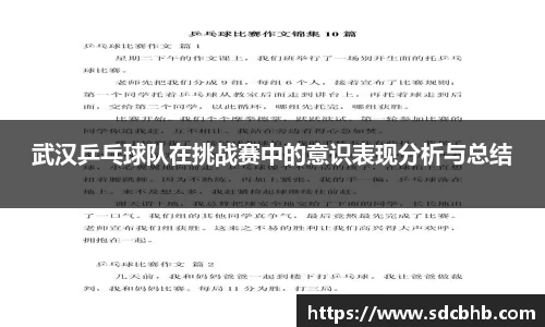 武汉乒乓球队在挑战赛中的意识表现分析与总结